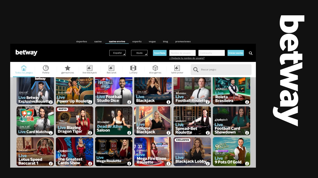 Juegos de casino Betway