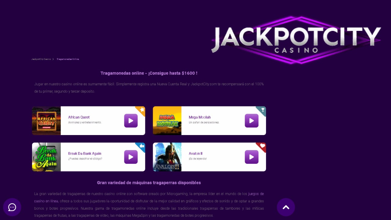 Registro Jackpotcity Casino